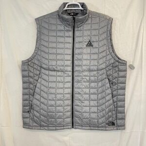 The North‎ Face Vest Mens 2XL Gray ThermoBall Eco Insulated Quilted Full Zip